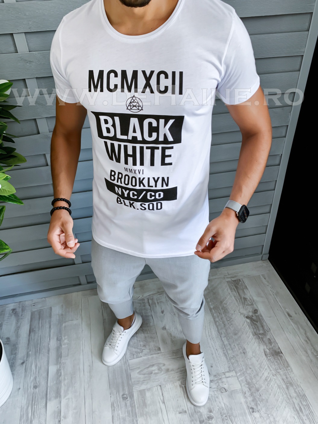 Tricou barbati alb slim fit b1702 p12-4
